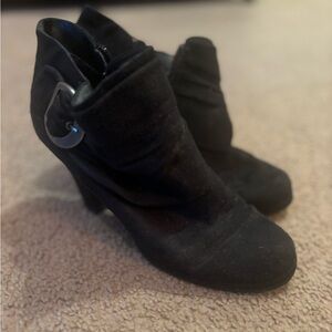 Rampage Black Ankle Booties with Silver Buckle